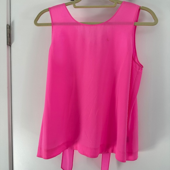 Madewell Hot Pink Silk Sleeveless Top with Tie in back - Picture 1 of 6
